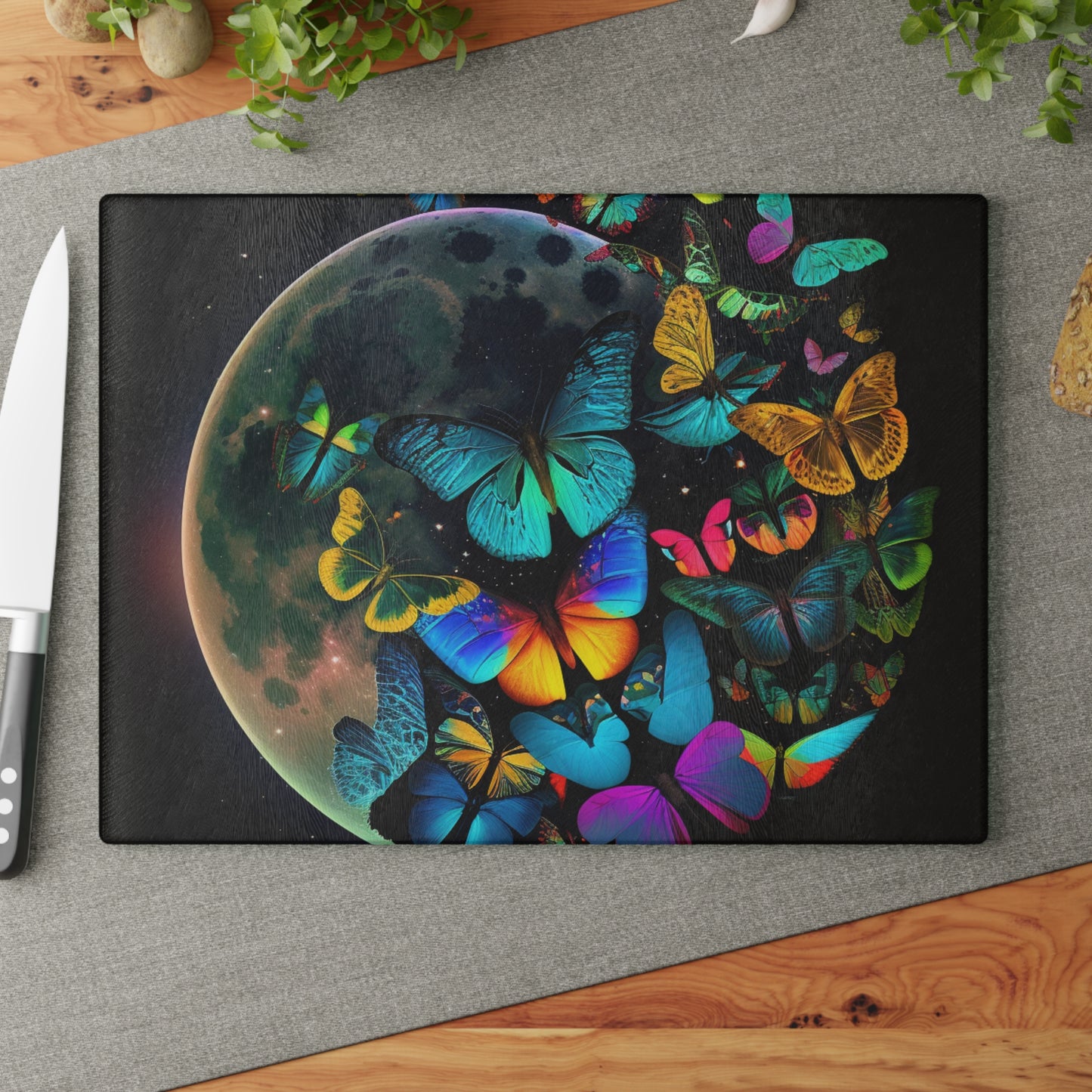 Glass Cutting Board Moon Butterfly 2