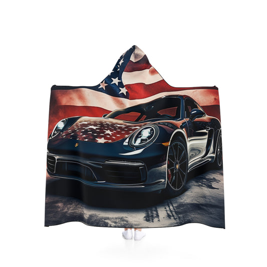 Hooded Blanket Abstract American Flag Background Porsche 2