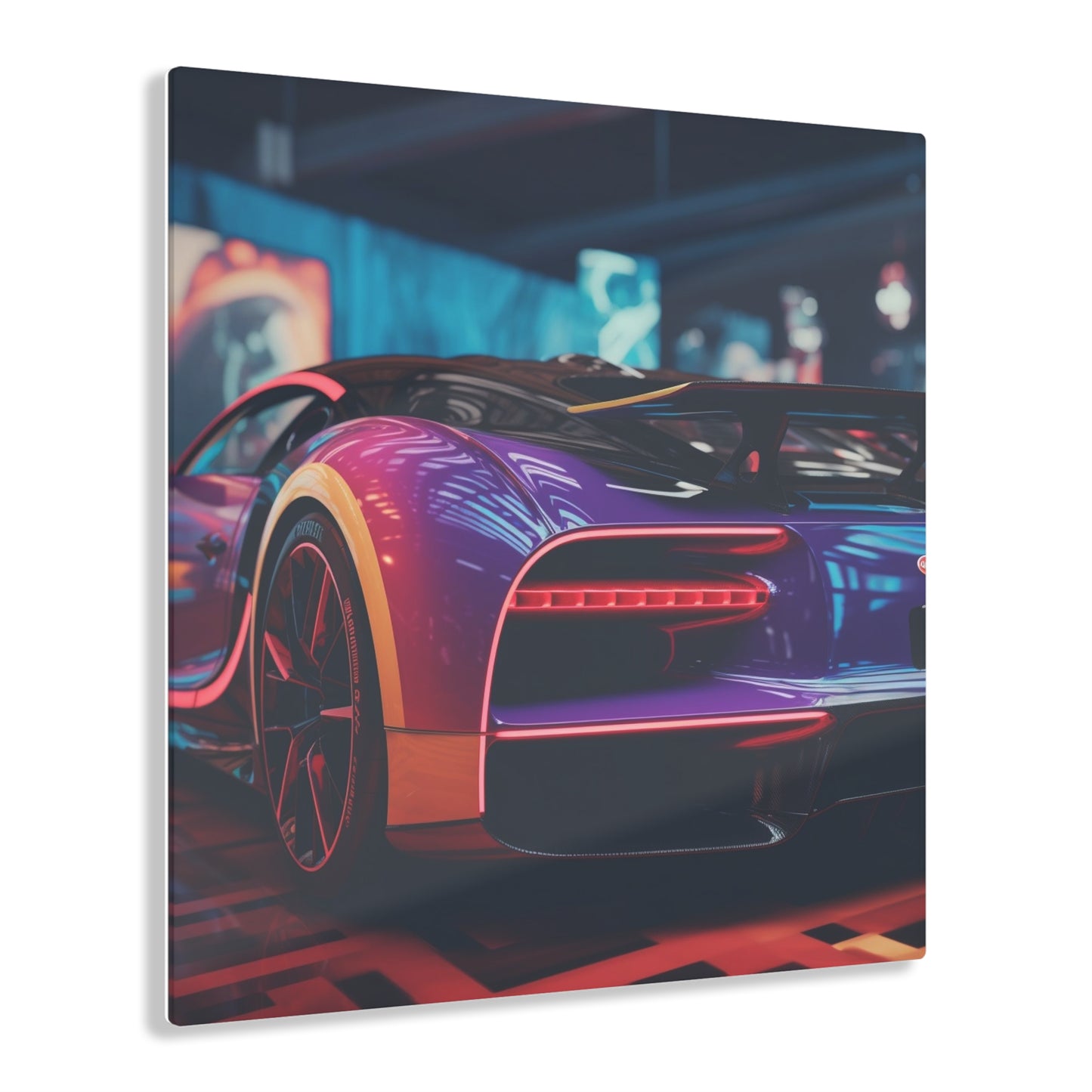 Acrylic Prints Hyper Bugatti Neon Chiron 3