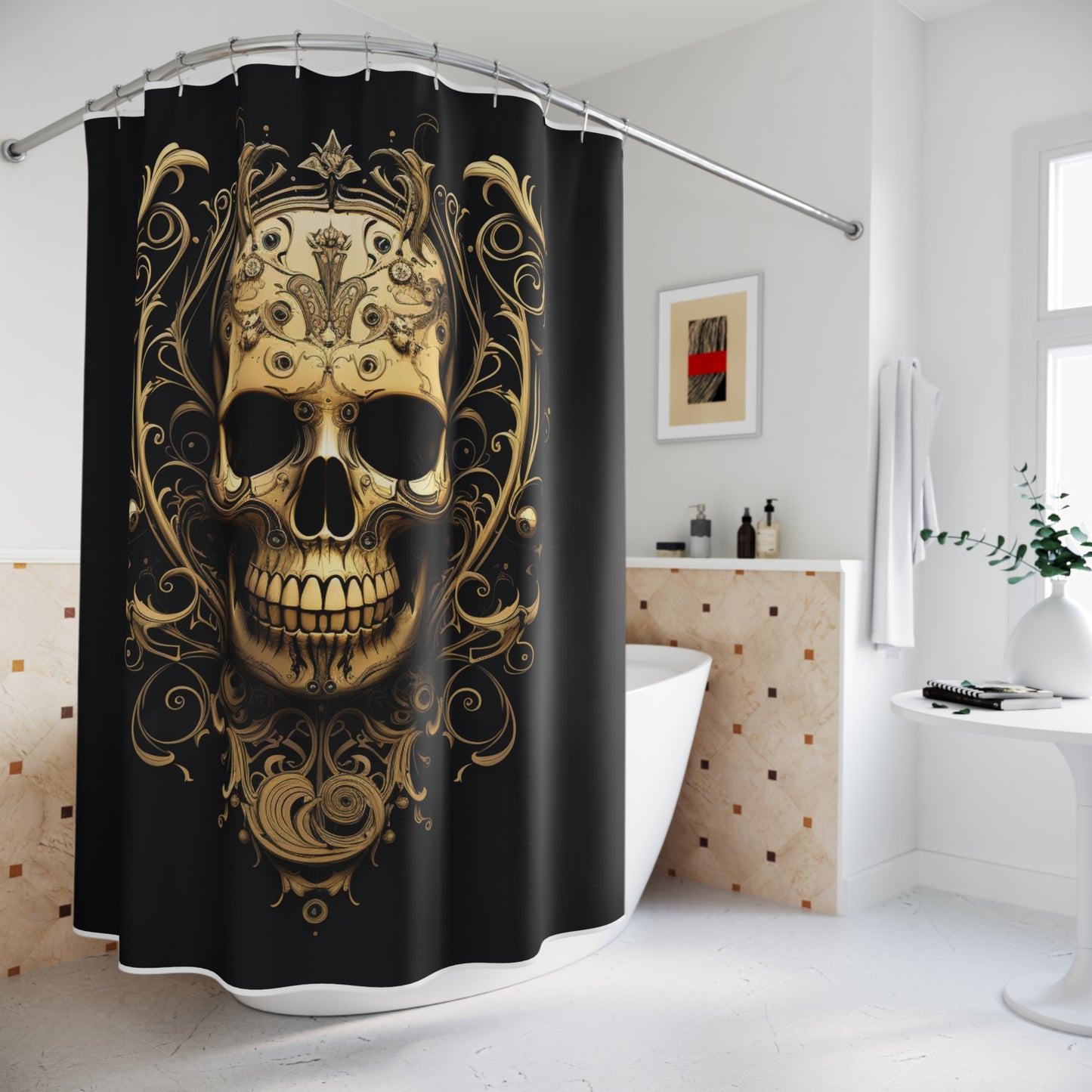 Polyester Shower Curtain Skull Treble Clef 3