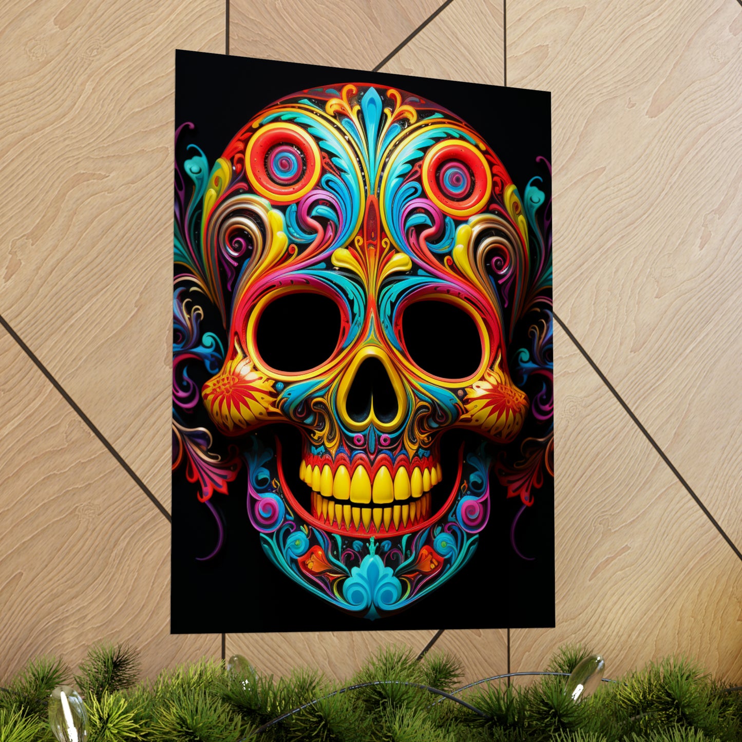 Premium Matte Vertical Posters Macro Skull Color 1