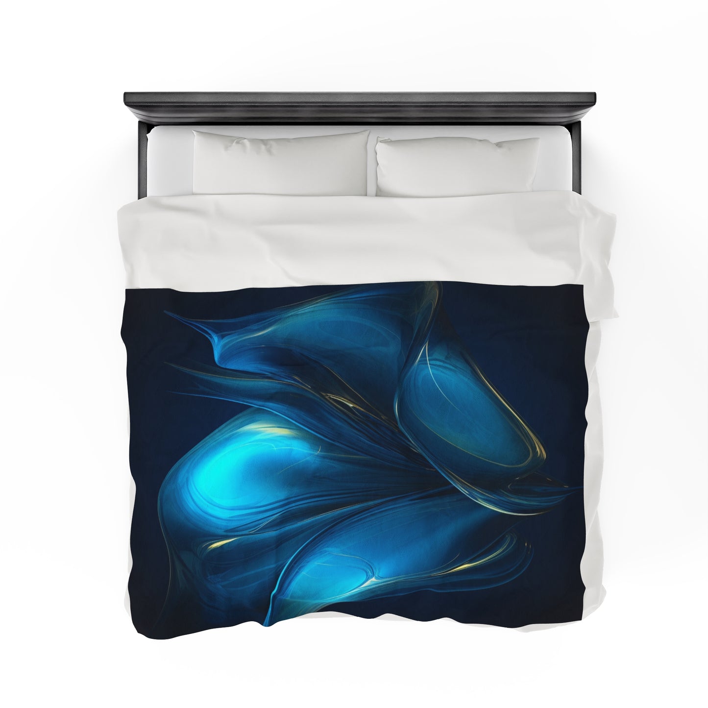 Velveteen Plush Blanket Abstract Blue Tulip 2