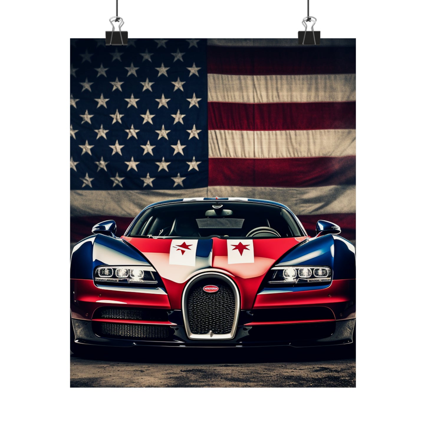 Premium Matte Vertical Posters Bugatti American Flag 3