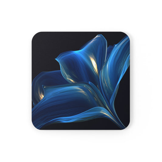 Cork Back Coaster Abstract Blue Tulip 1