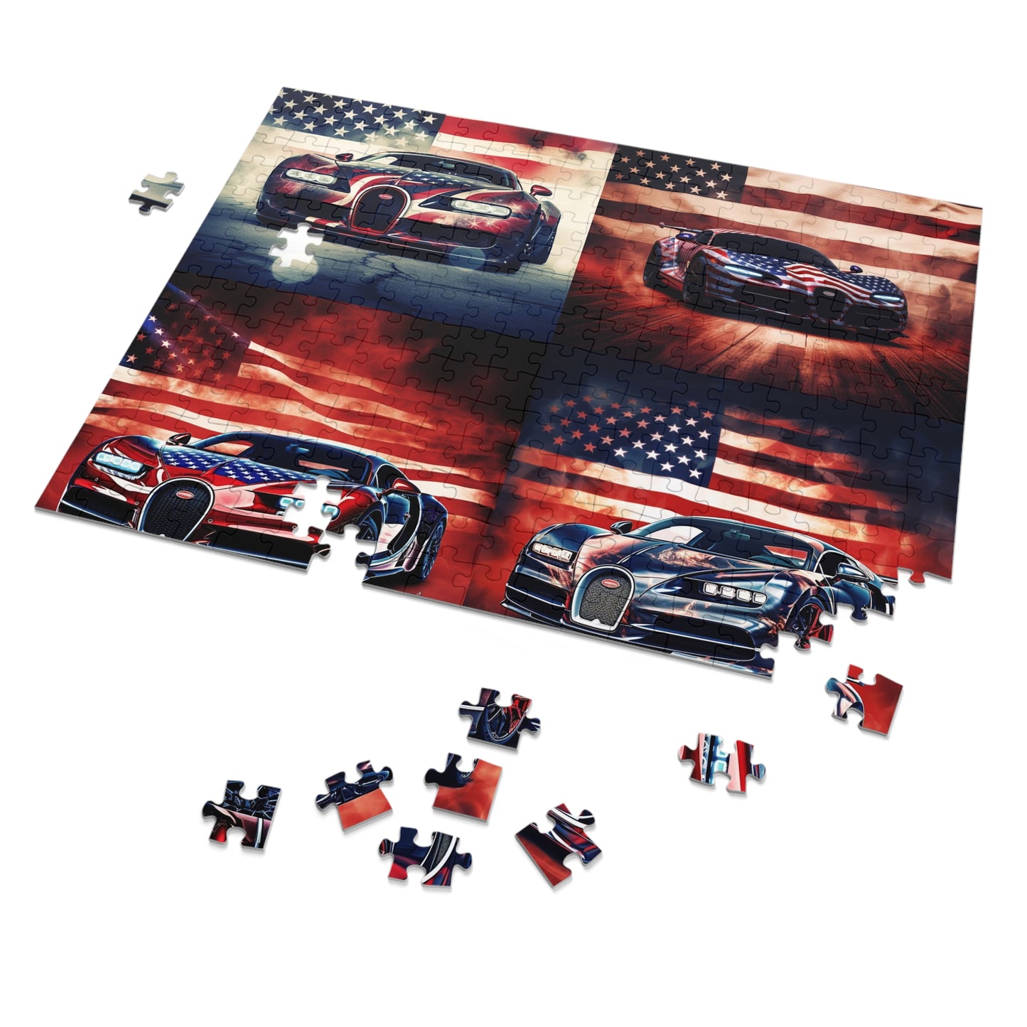 Jigsaw Puzzle (30, 110, 252, 500,1000-Piece) Abstract American Flag Background Bugatti 5