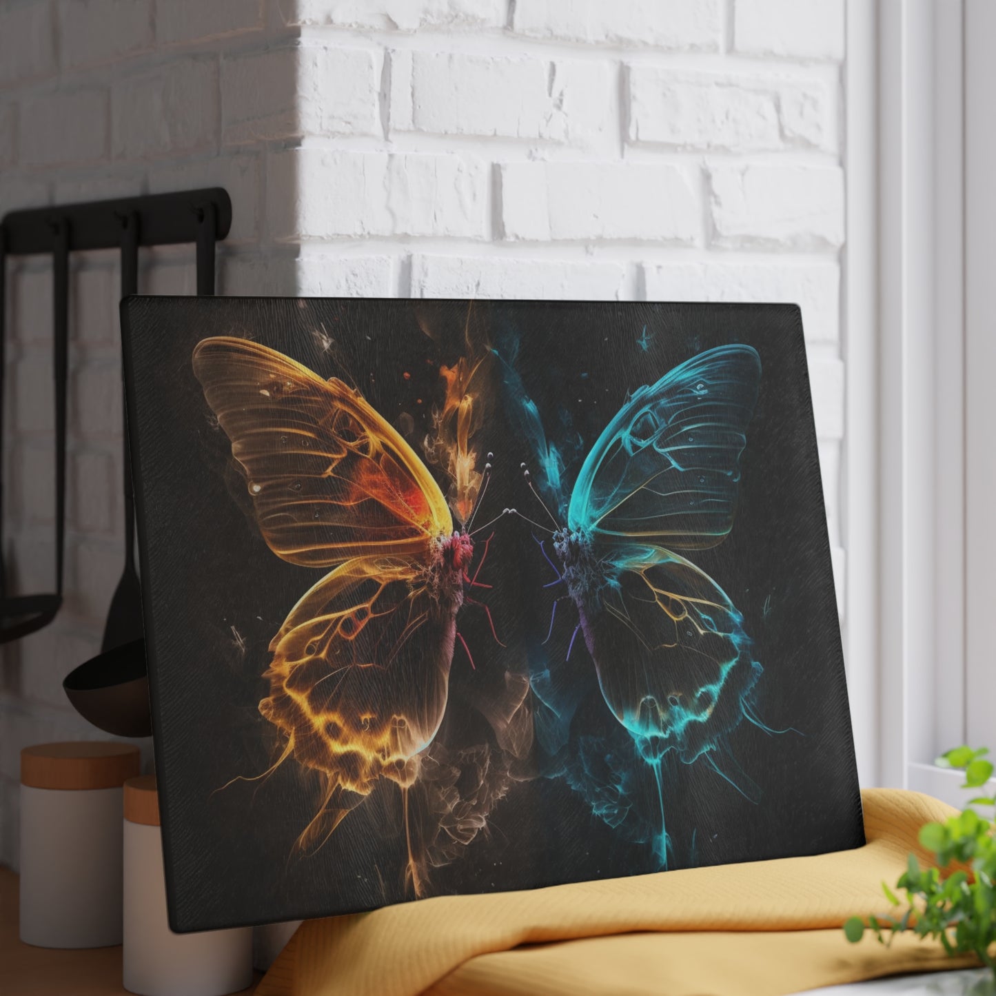 Glass Cutting Board Kiss Neon Butterfly 7