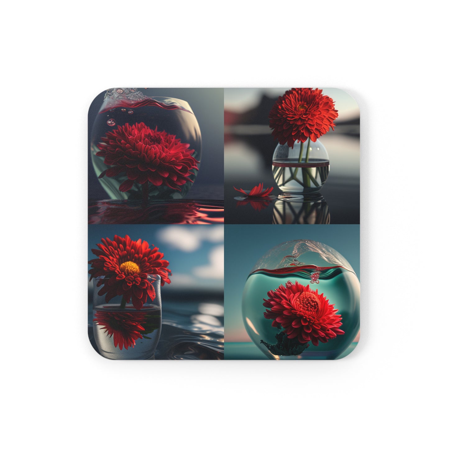 Corkwood Coaster Set Chrysanthemum 5