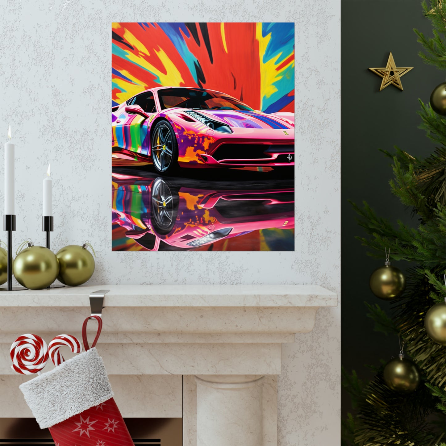 Premium Matte Vertical Posters Hyper Colorfull Ferrari 3