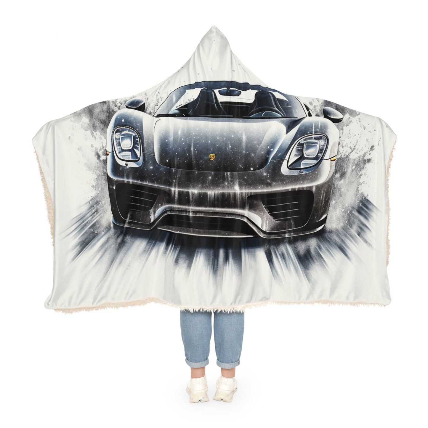 Snuggle Hooded Blanket 918 Spyder white background driving fast with water splashing 3