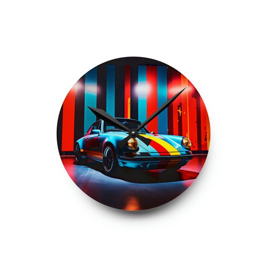 Acrylic Wall Clock Macro American Flag Porsche 3