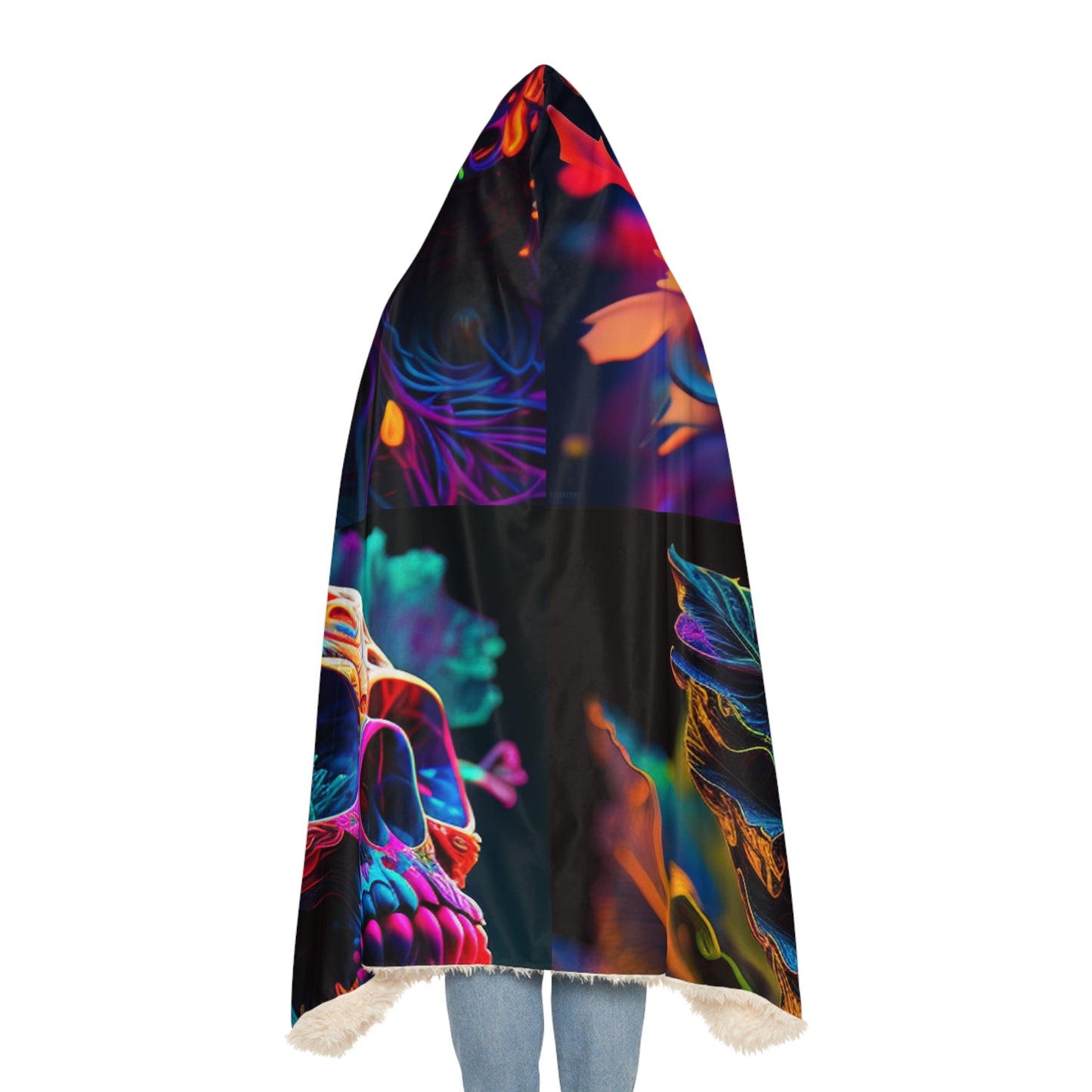 Snuggle Hooded Blanket Florescent Skull Death 5