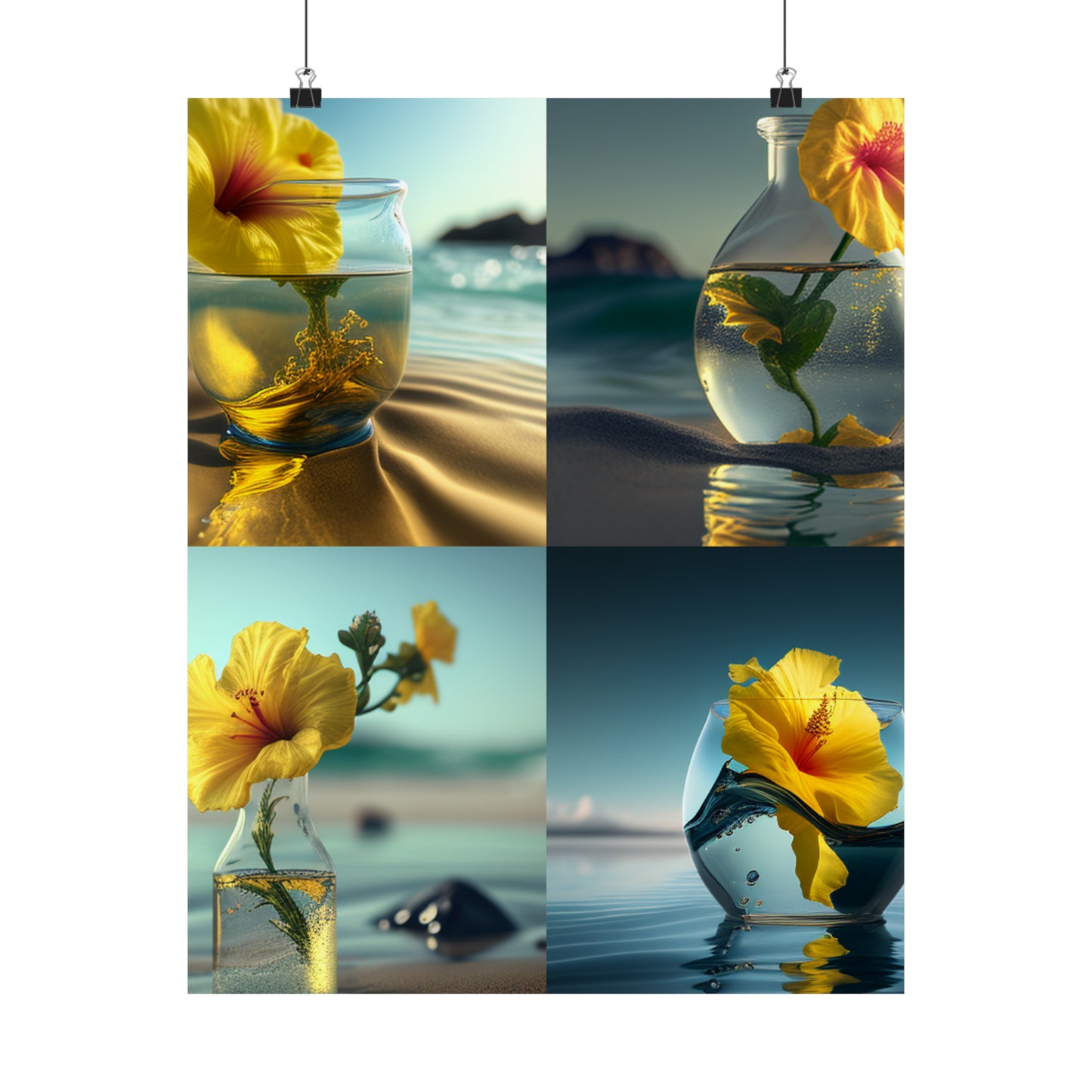 Premium Matte Vertical Posters Yellow Hibiscus glass 5