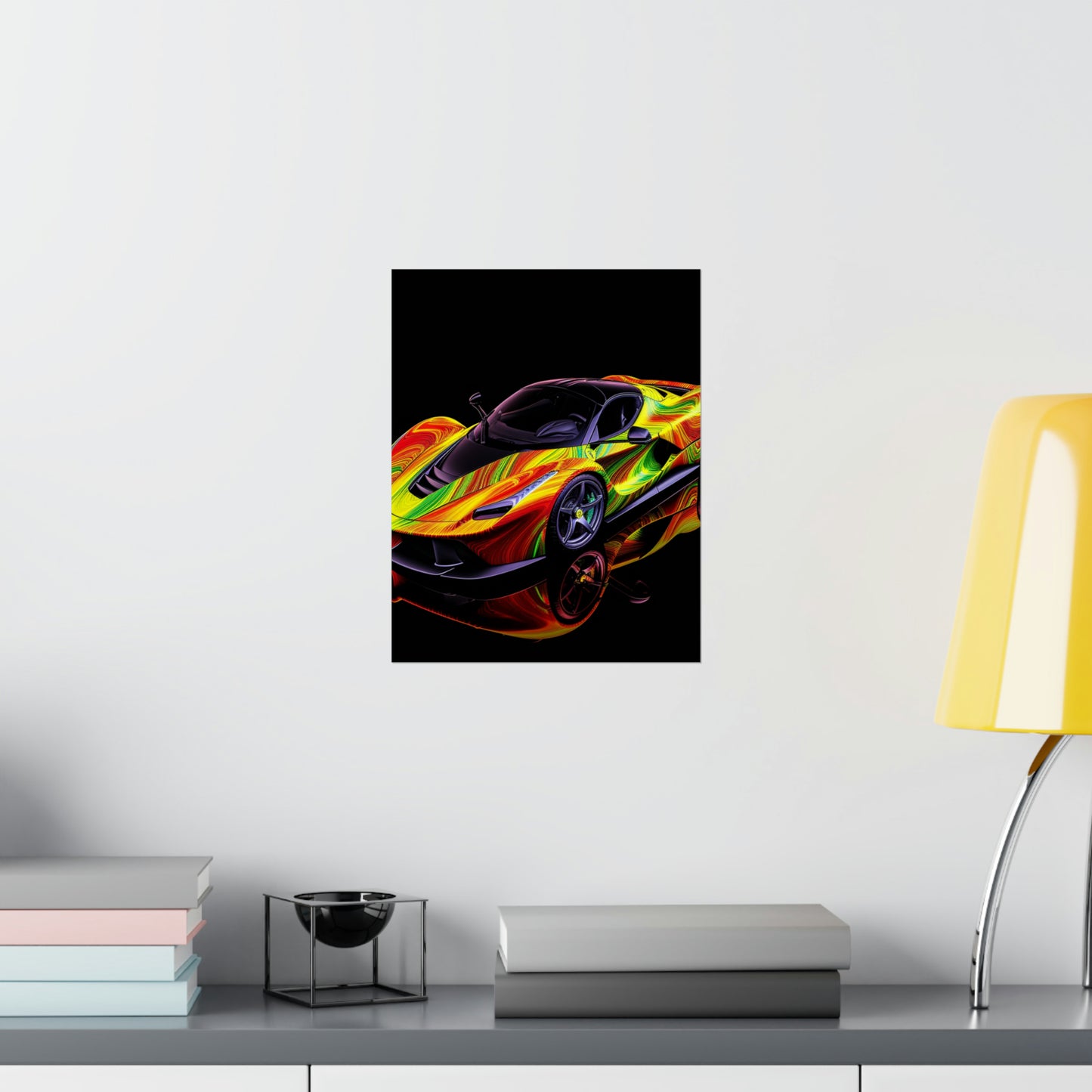 Premium Matte Vertical Posters Ferrari Neon 4