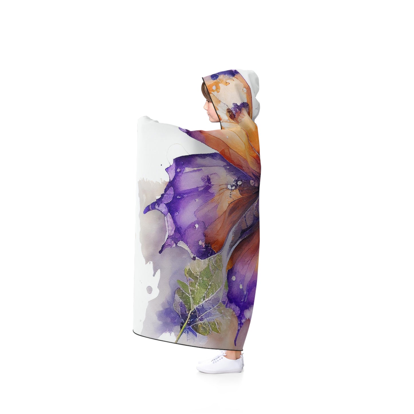 Hooded Blanket MerlinRose Watercolor Butterfly 2