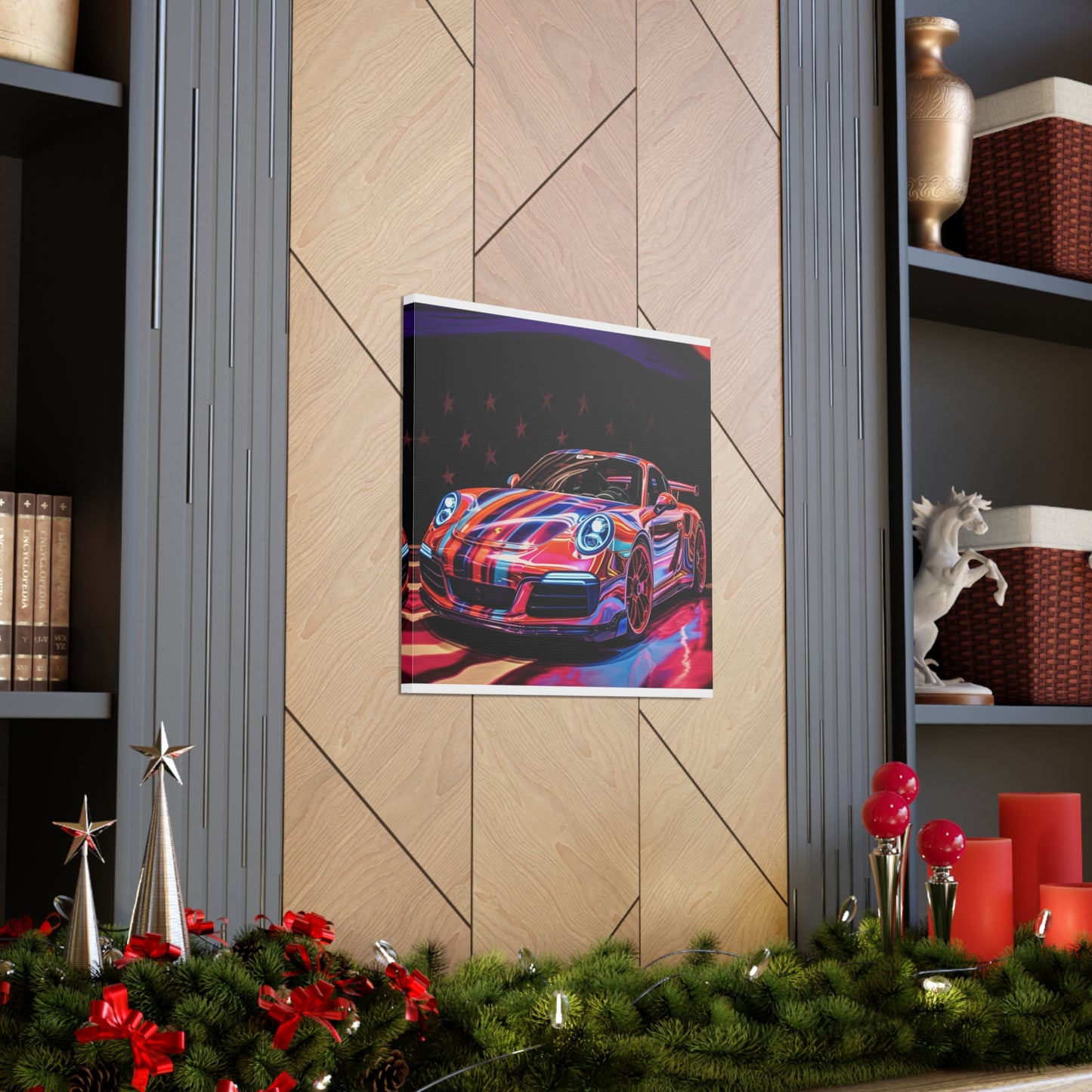 Canvas Gallery Wraps American Flag Colored Porsche 1