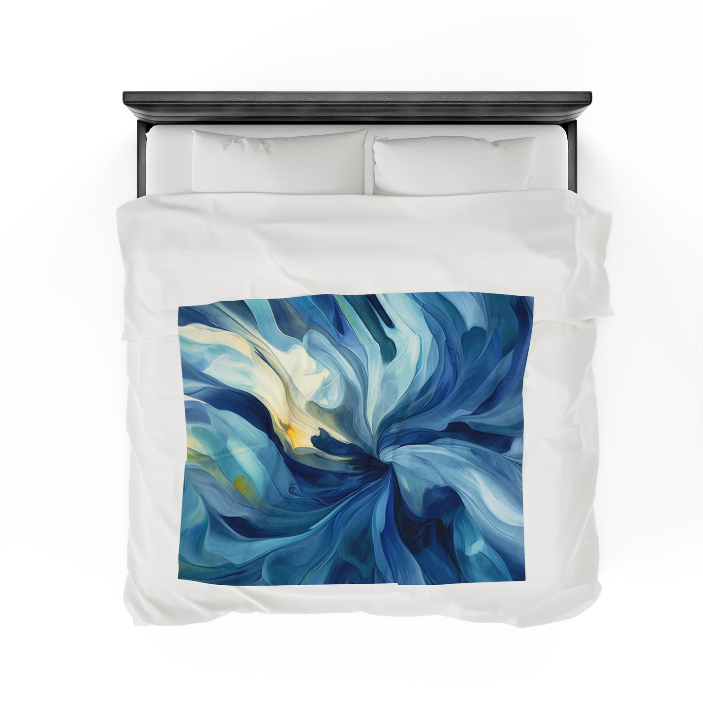 Velveteen Plush Blanket Blue Tluip Abstract 4