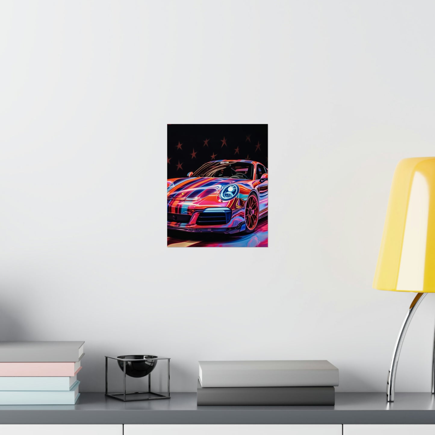 Premium Matte Vertical Posters American Flag Colored Porsche 4