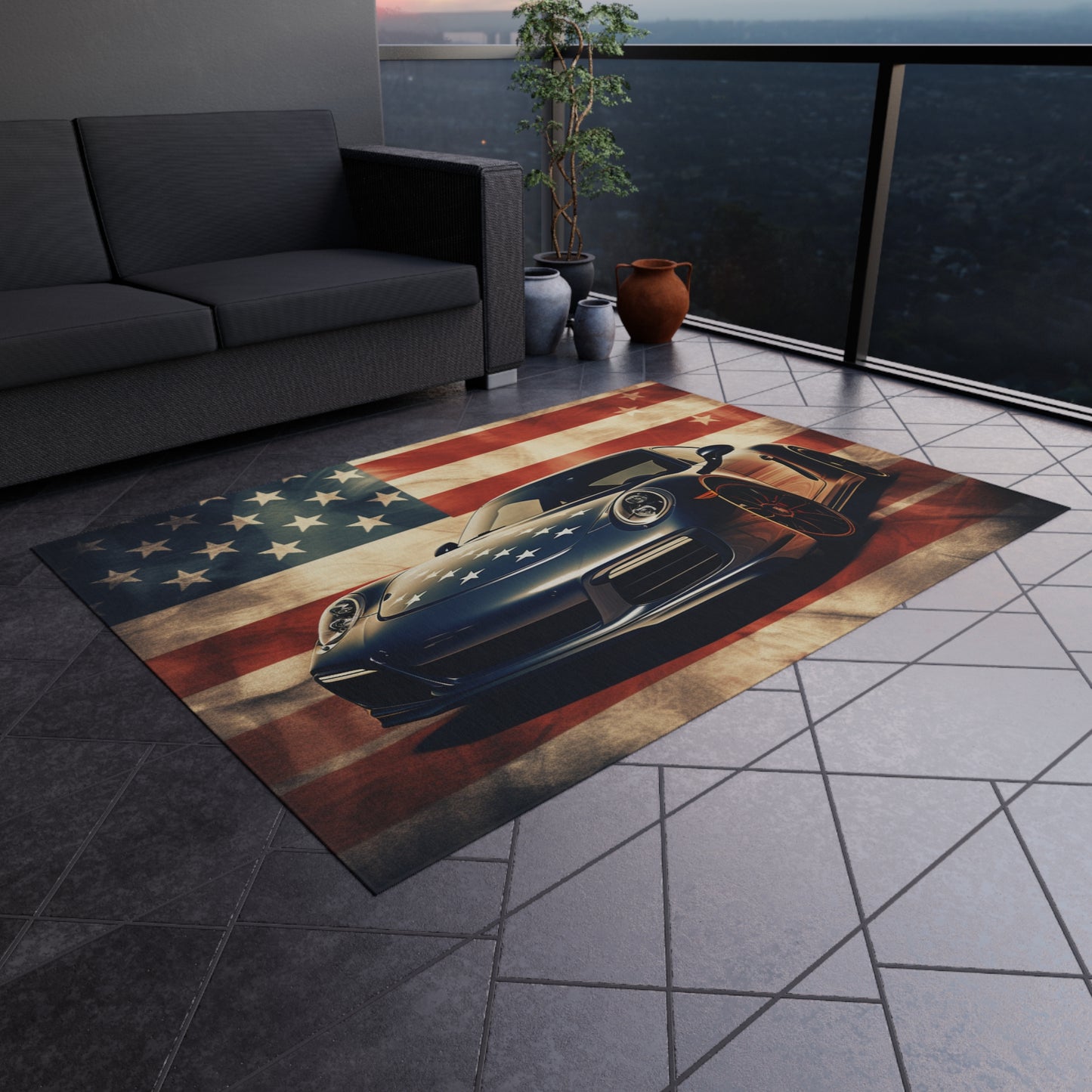 Outdoor Rug  Abstract American Flag Background Porsche 3