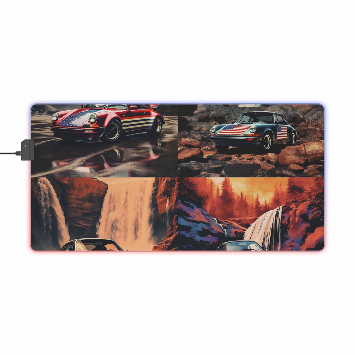 LED Gaming Mouse Pad American Flag Porsche Abstract 5