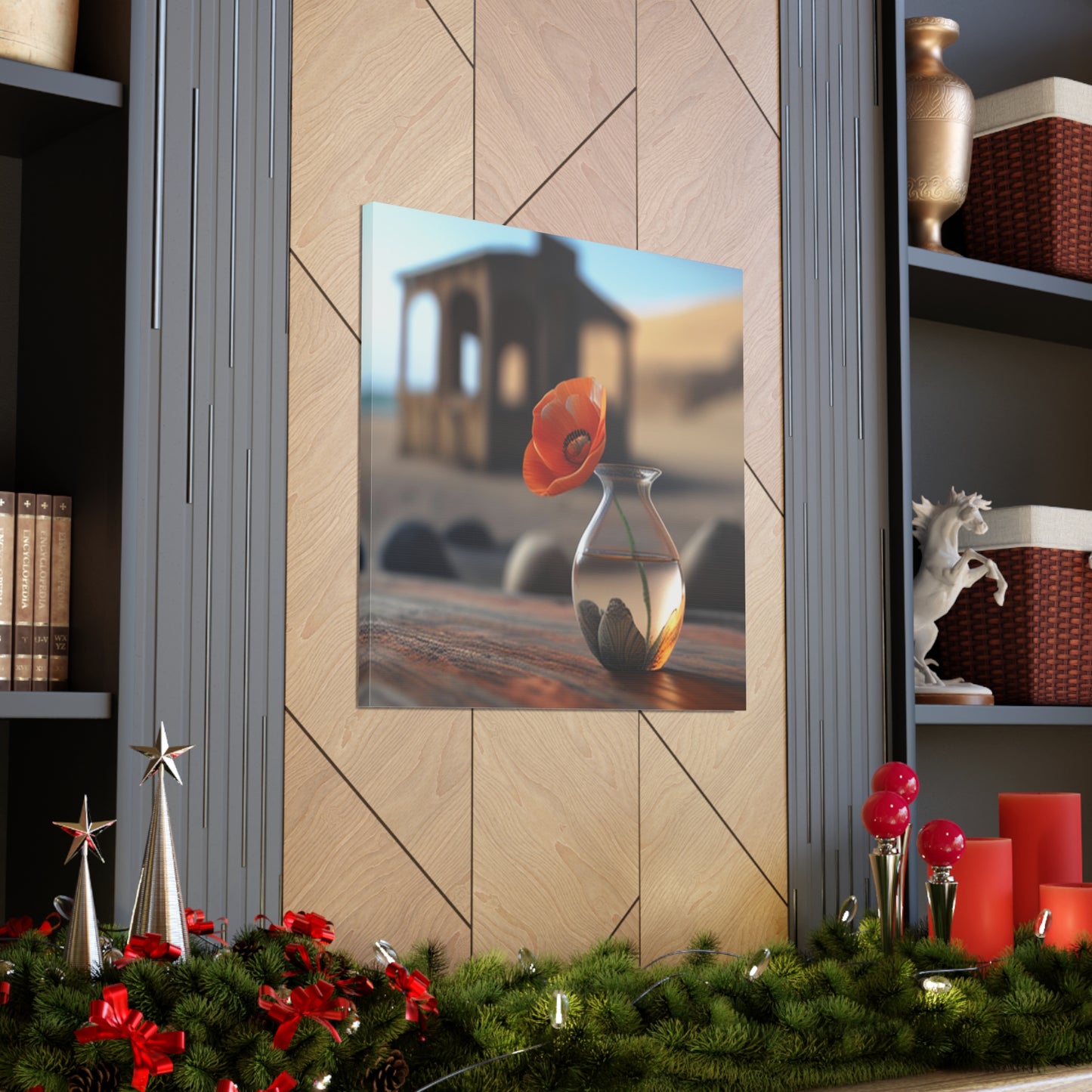 Canvas Gallery Wraps Poppy in a Glass Vase 1