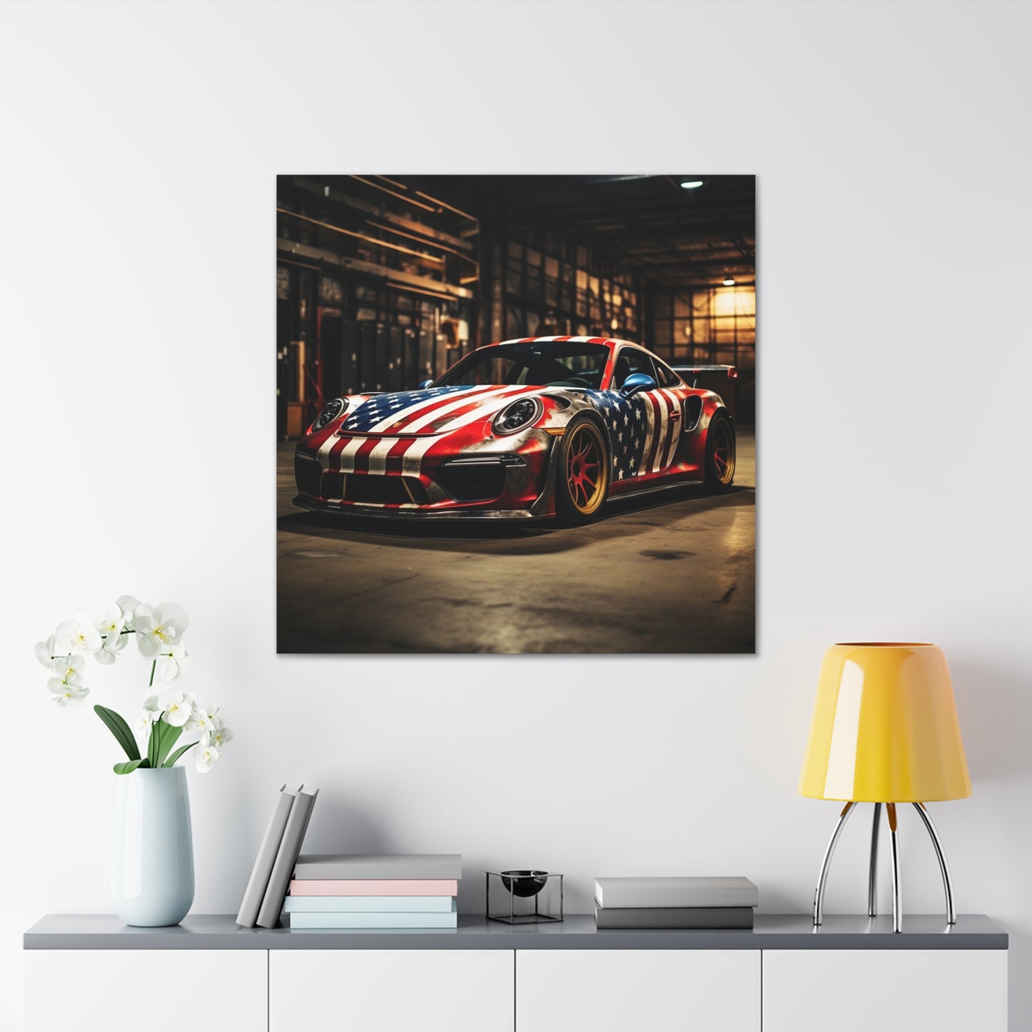 Canvas Gallery Wraps American Flag Porsche 4