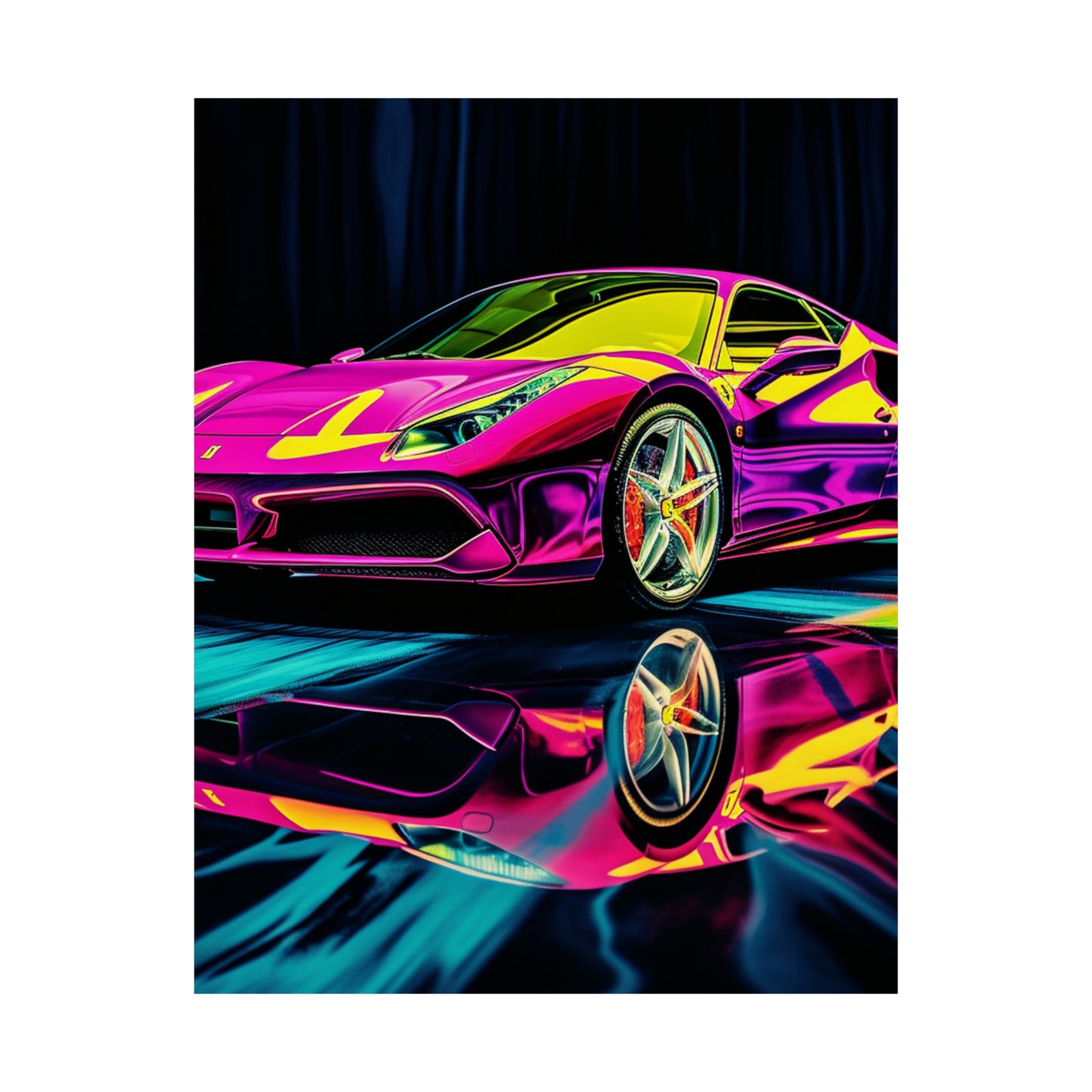 Premium Matte Vertical Posters Pink Ferrari Macro 3