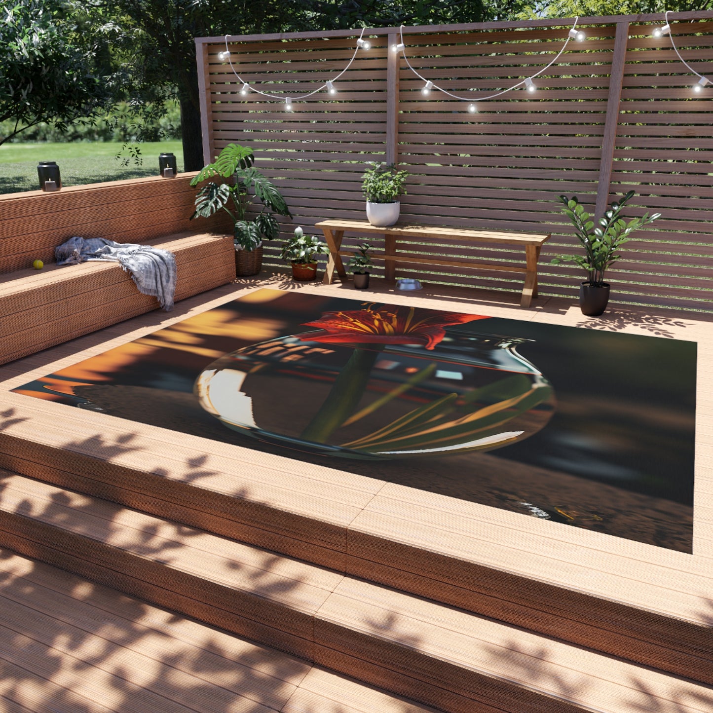 Outdoor Rug  Red Lily in a Glass vase 2