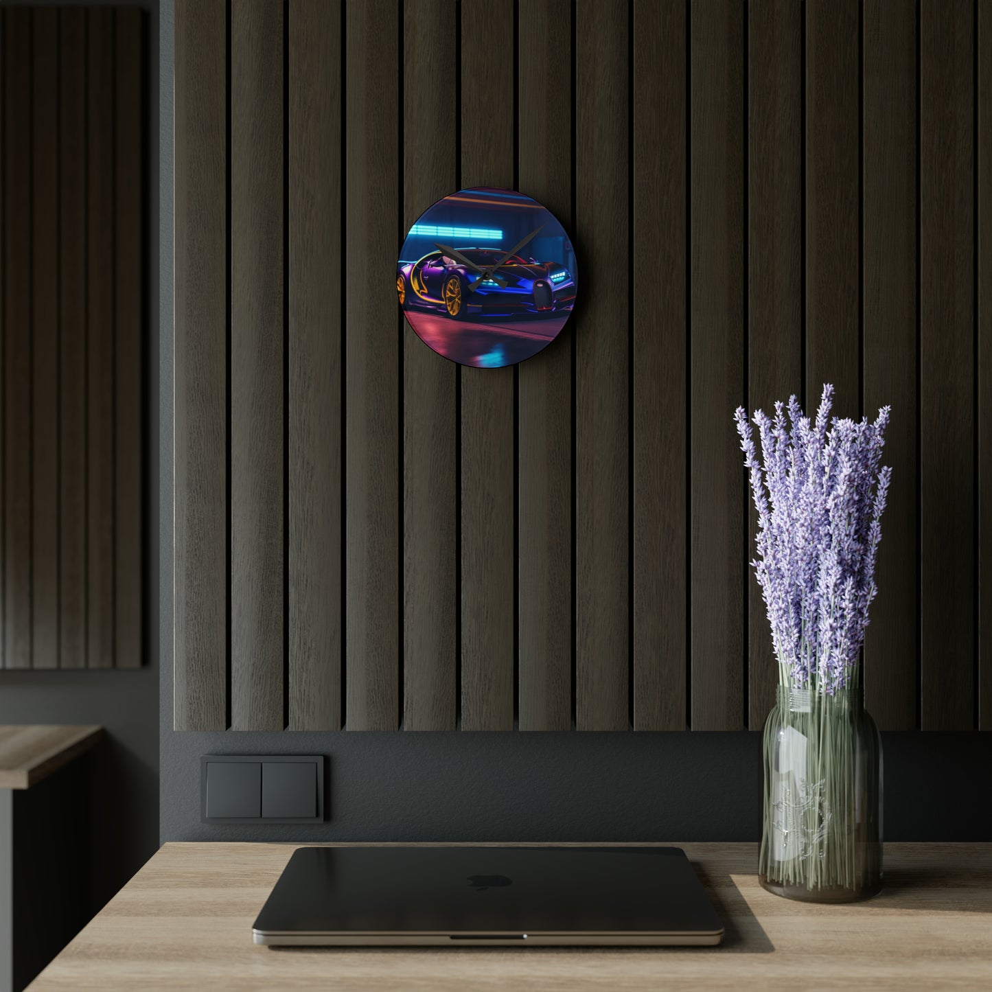 Acrylic Wall Clock Hyper Bugatti Neon Chiron 4