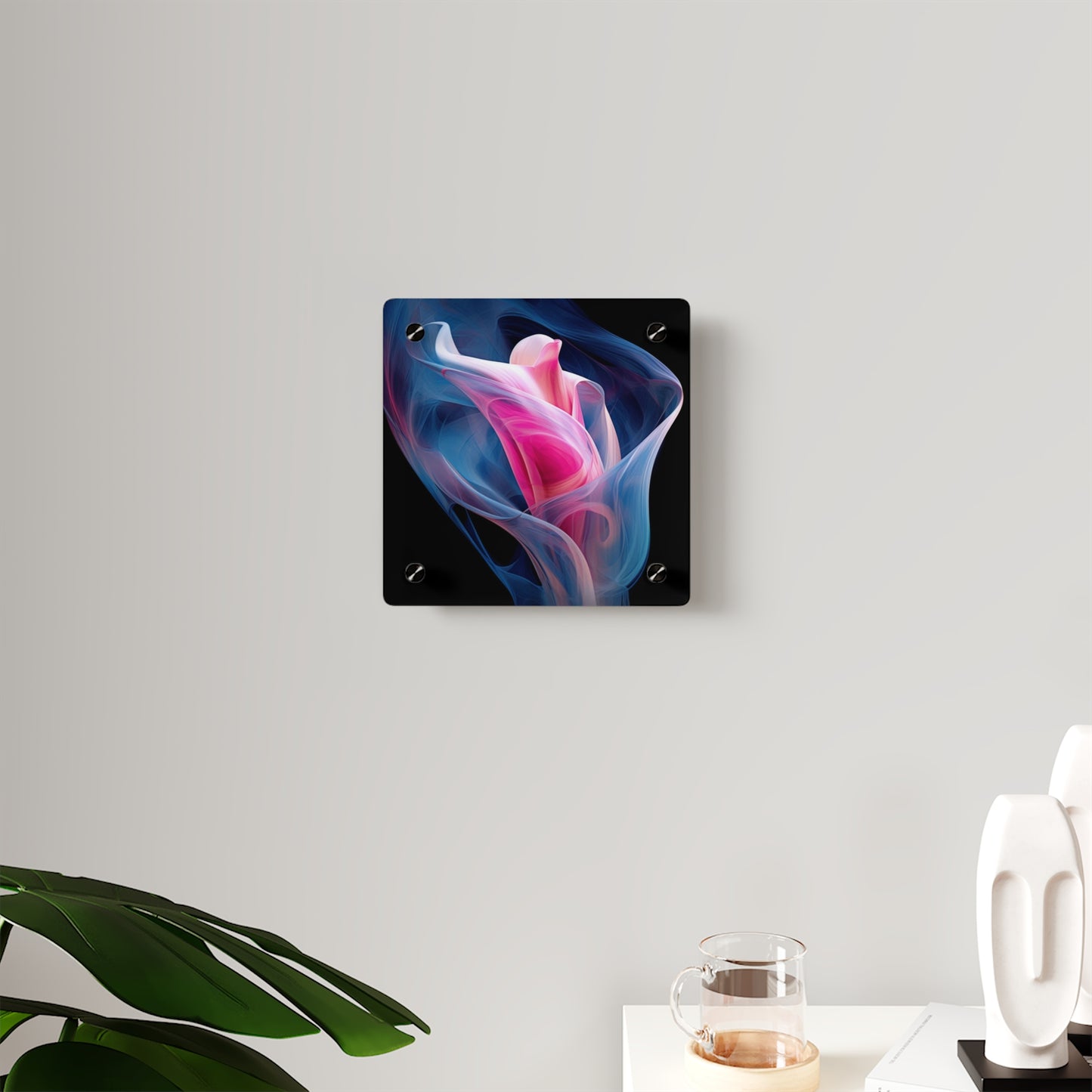 Acrylic Wall Art Panels Pink & Blue Tulip Rose 3