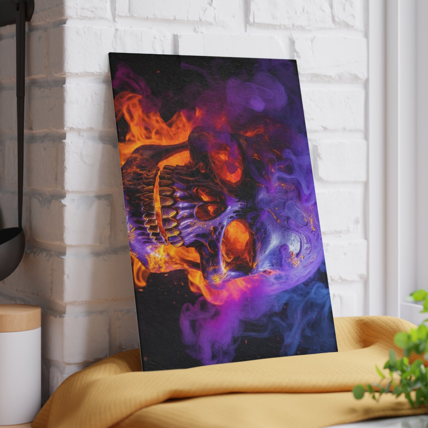 Glass Cutting Board Macro Skull 1