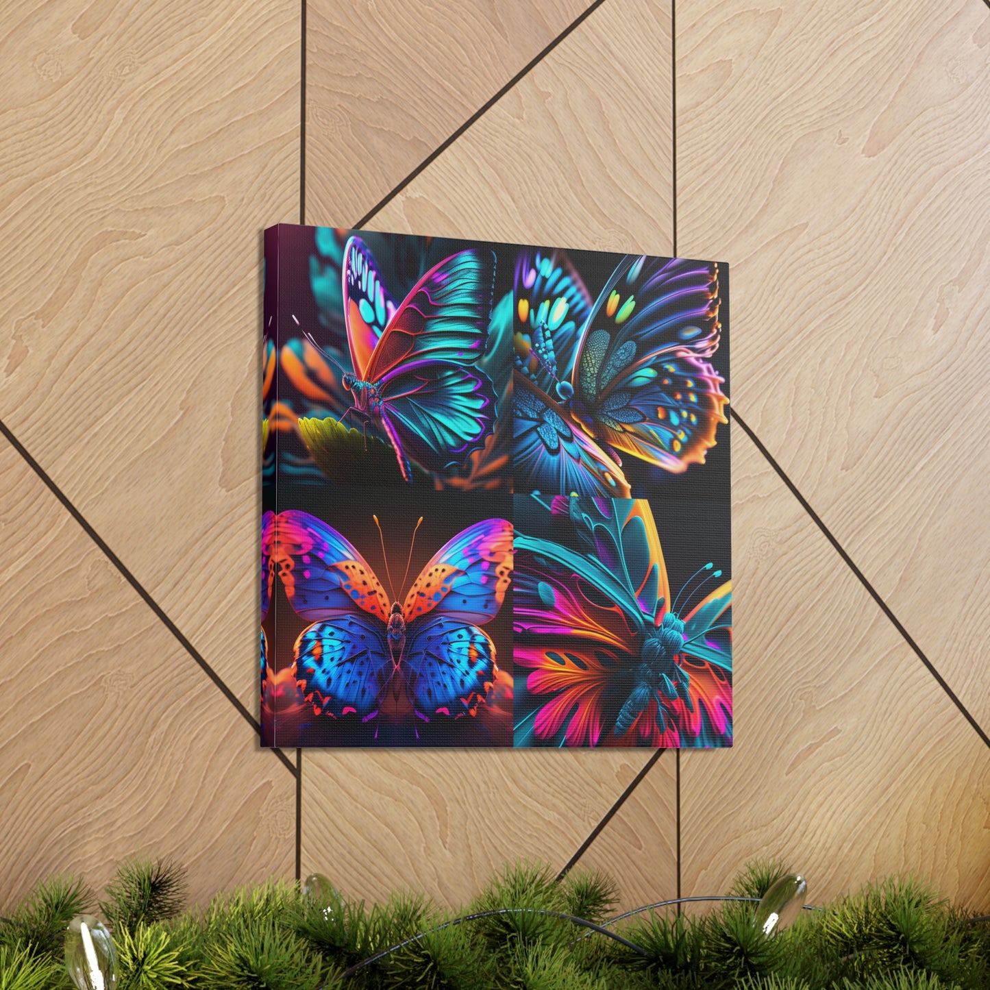 Canvas Gallery Wraps Neon Butterfly Macro 5