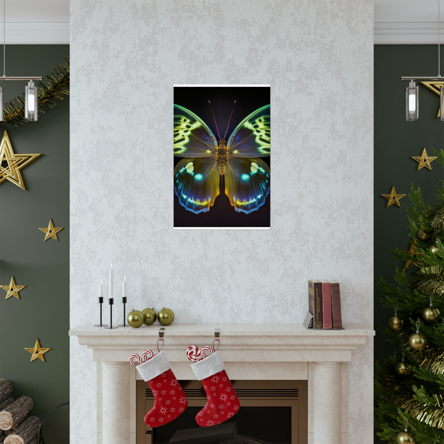 Premium Matte Vertical Posters Neon Hue Butterfly 1