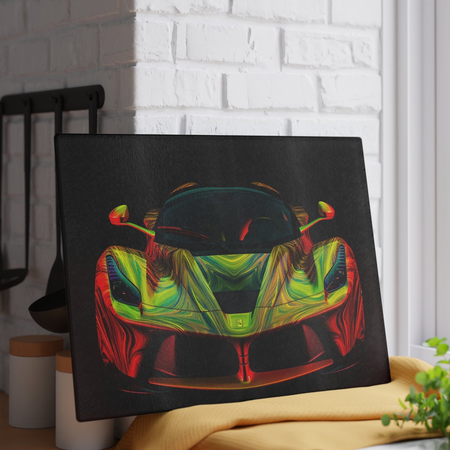 Glass Cutting Board Ferrari Neon 1