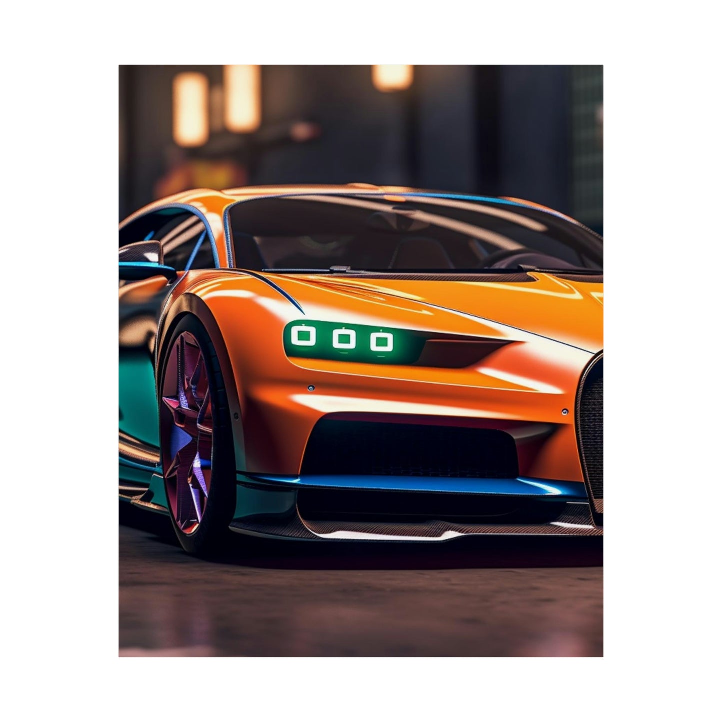 Premium Matte Vertical Posters Hyper Bugatti Neon Chiron 1