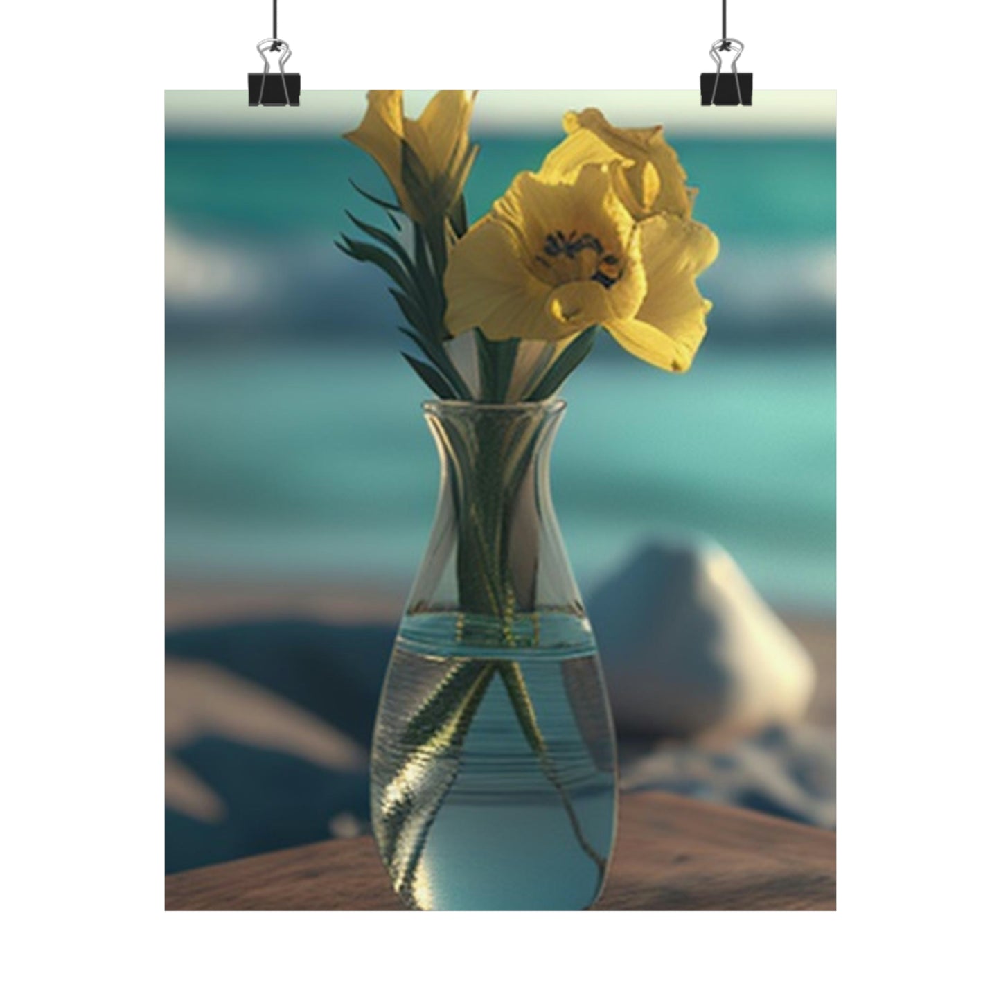 Premium Matte Vertical Posters Yellow Gladiolus glass 4