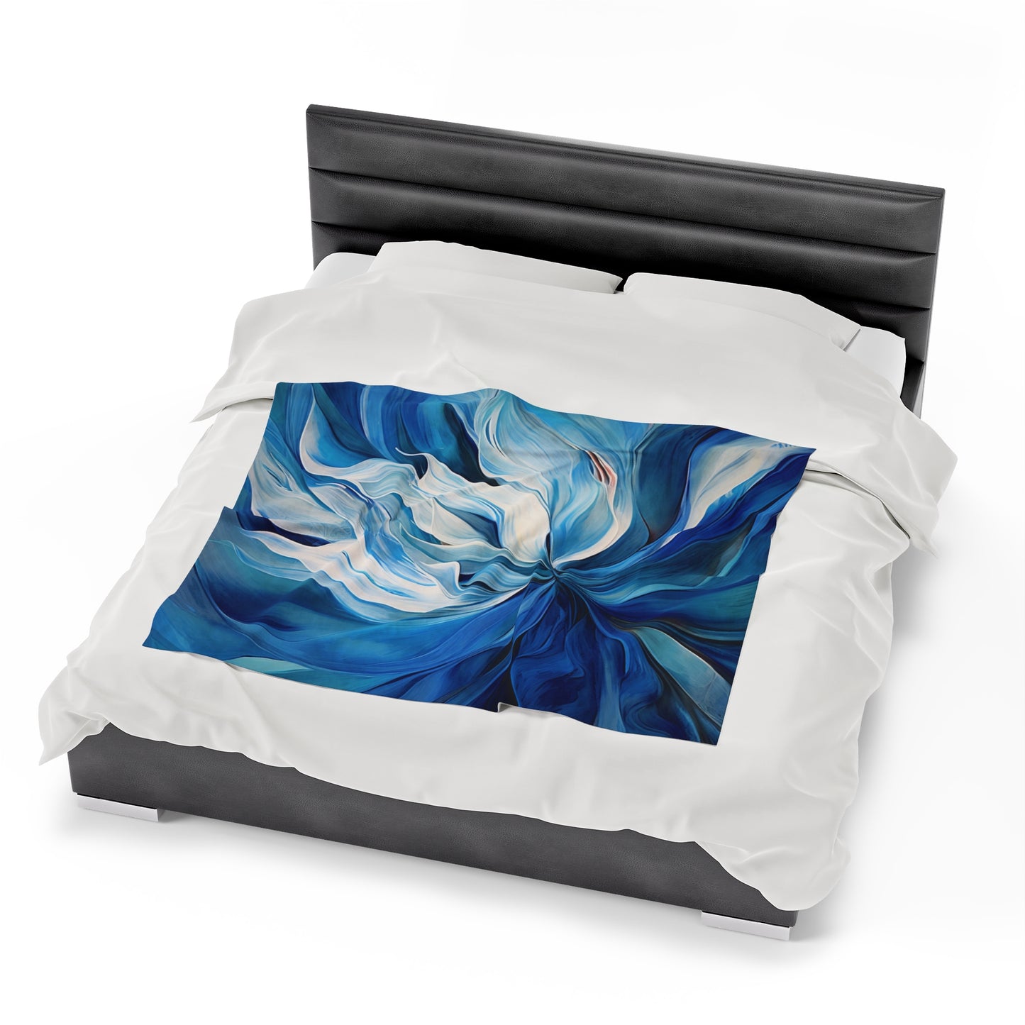 Velveteen Plush Blanket Blue Tluip Abstract 1