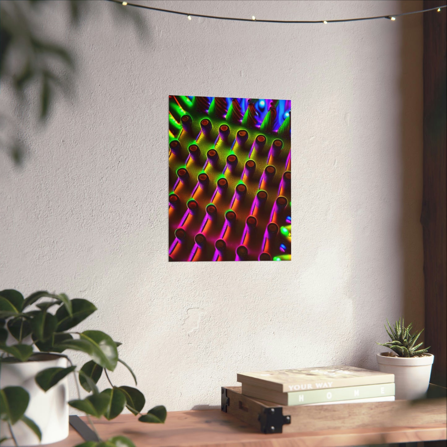 posters Macro Cactus neon square 1