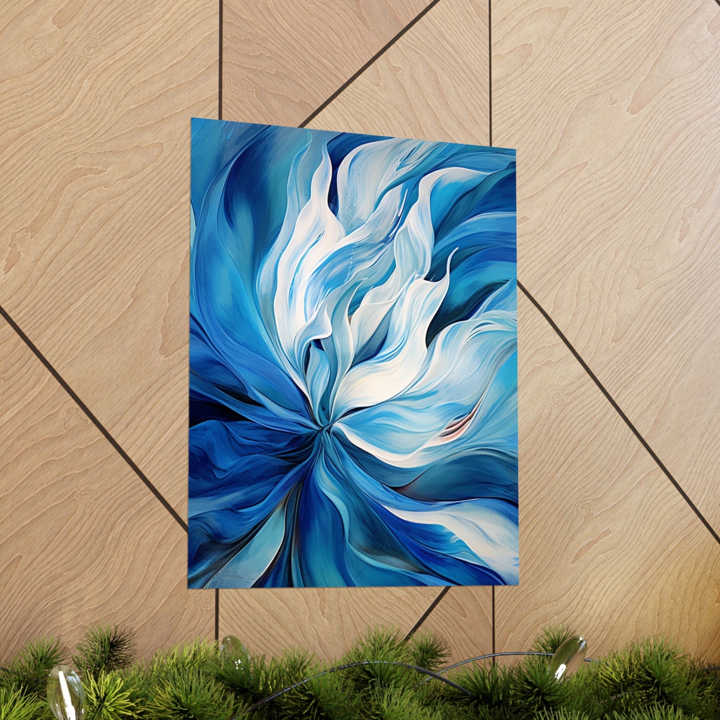 Premium Matte Vertical Posters Blue Tluip Abstract 1