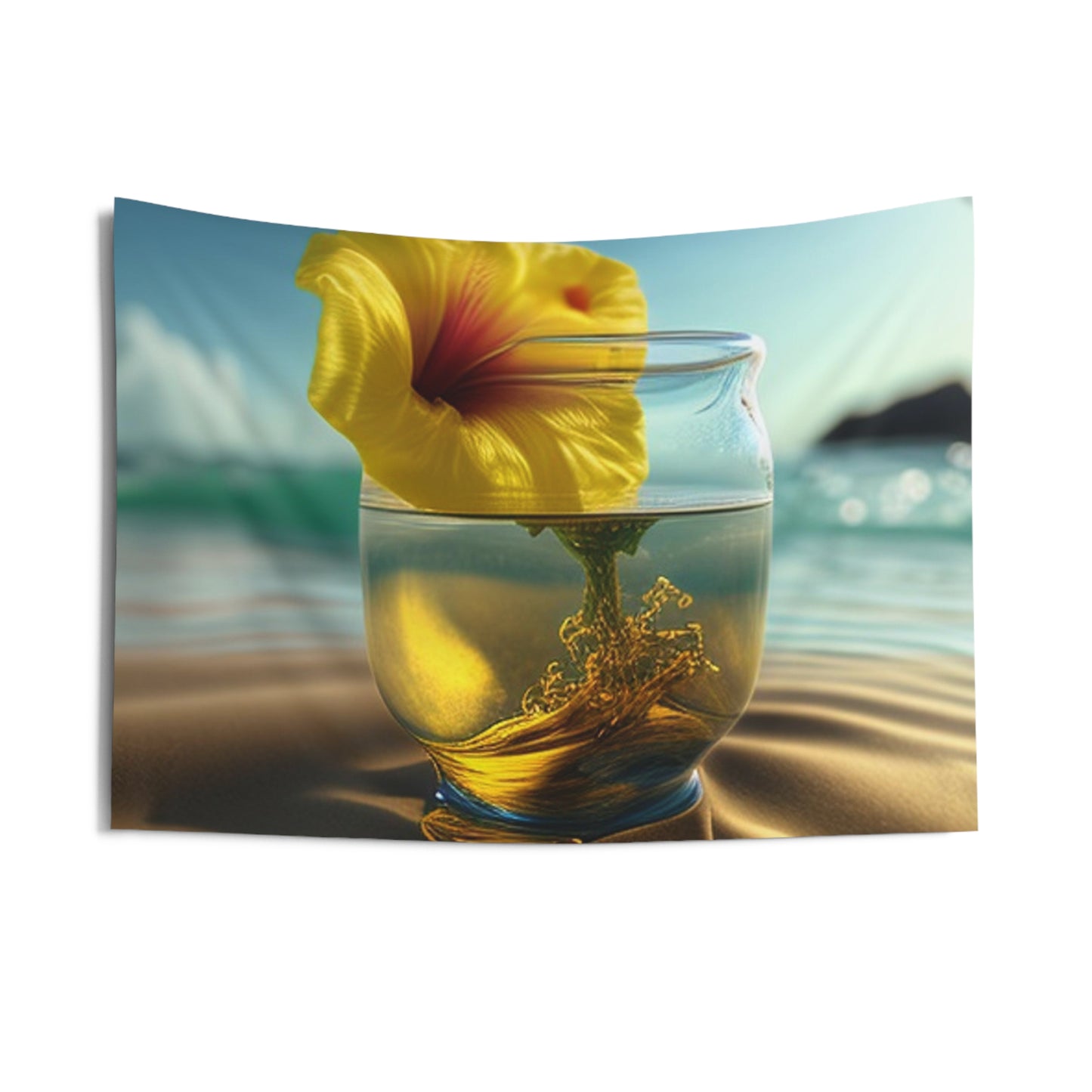 Indoor Wall Tapestries Yellow Hibiscus glass 1