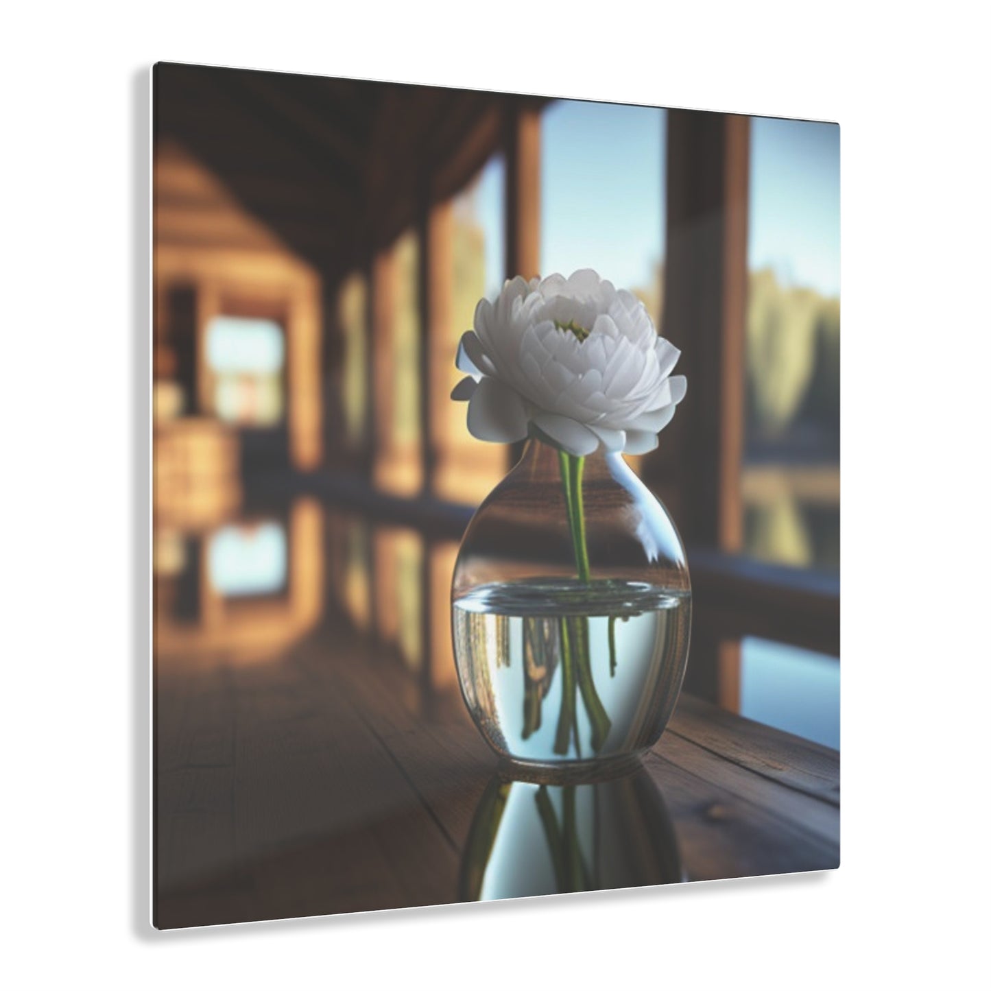 Acrylic Prints White Peony glass vase 3