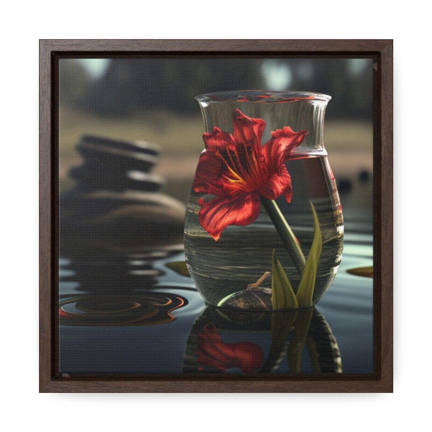 Gallery Canvas Wraps, Square Frame Red Lily in a Glass vase 4