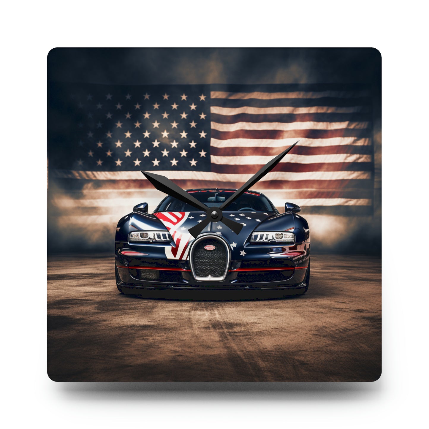 Acrylic Wall Clock Bugatti American Flag 2