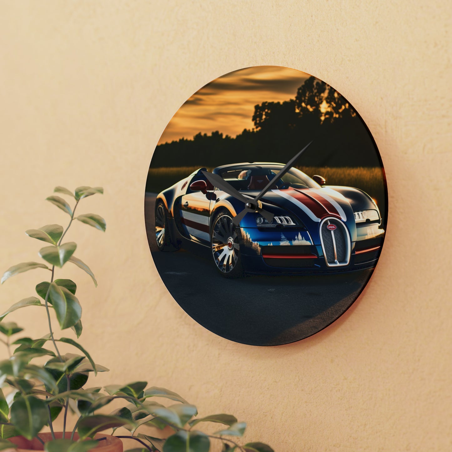 Acrylic Wall Clock Bugatti Flag American 3