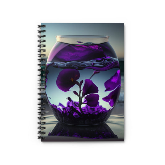 Spiral Notebook - Ruled Line Purple Sweet pea in a vase 4