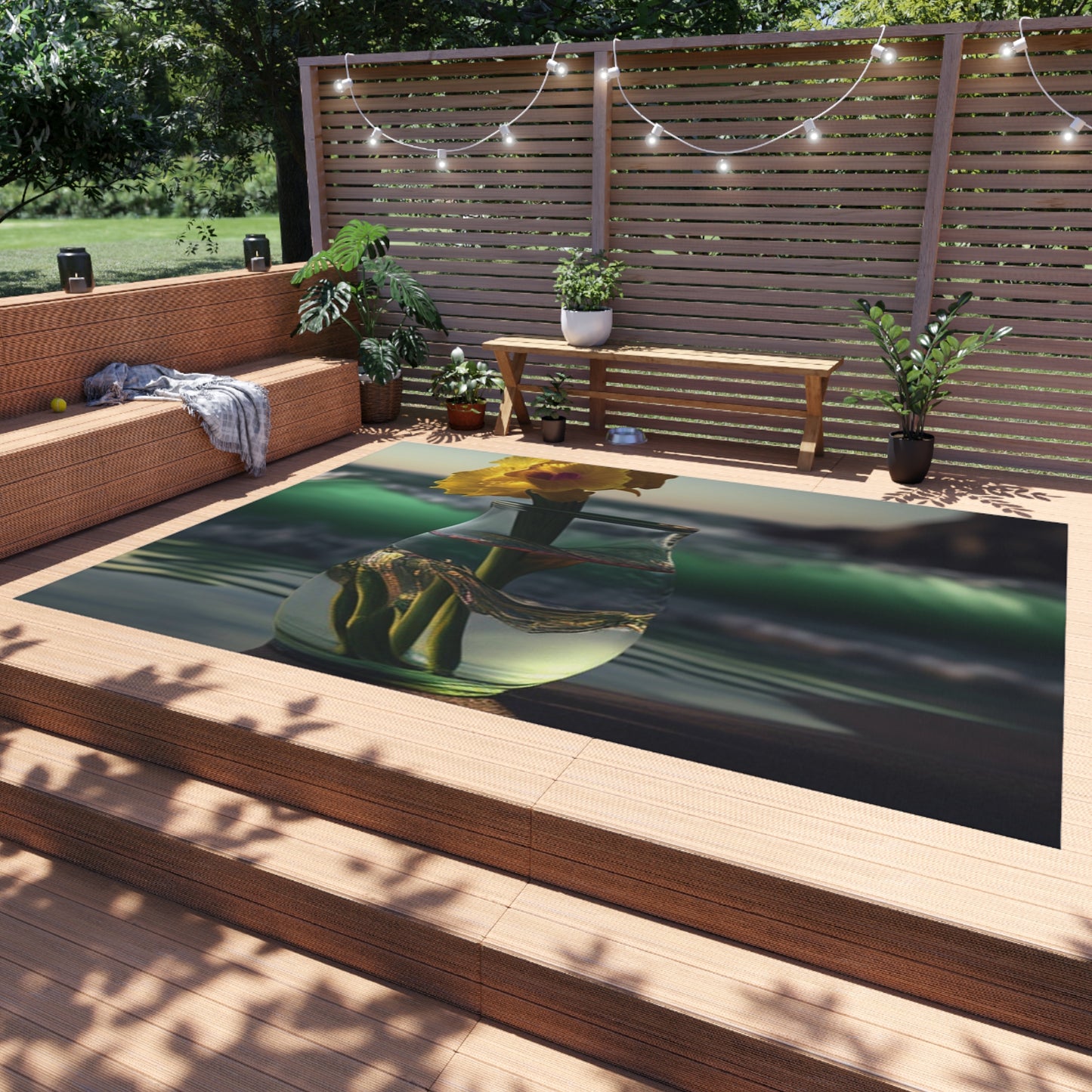 Outdoor Rug  Yellow Gladiolus glass 1