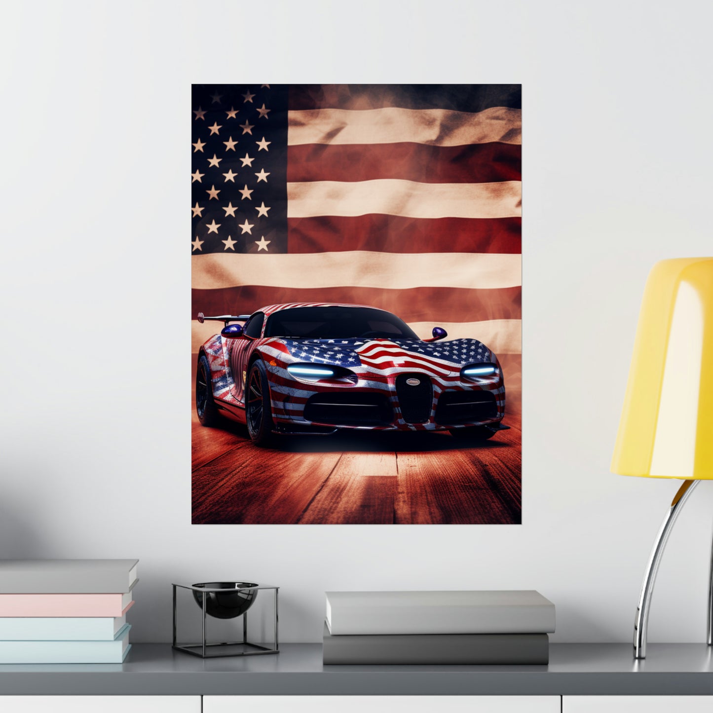 Premium Matte Vertical Posters Abstract American Flag Background Bugatti 2