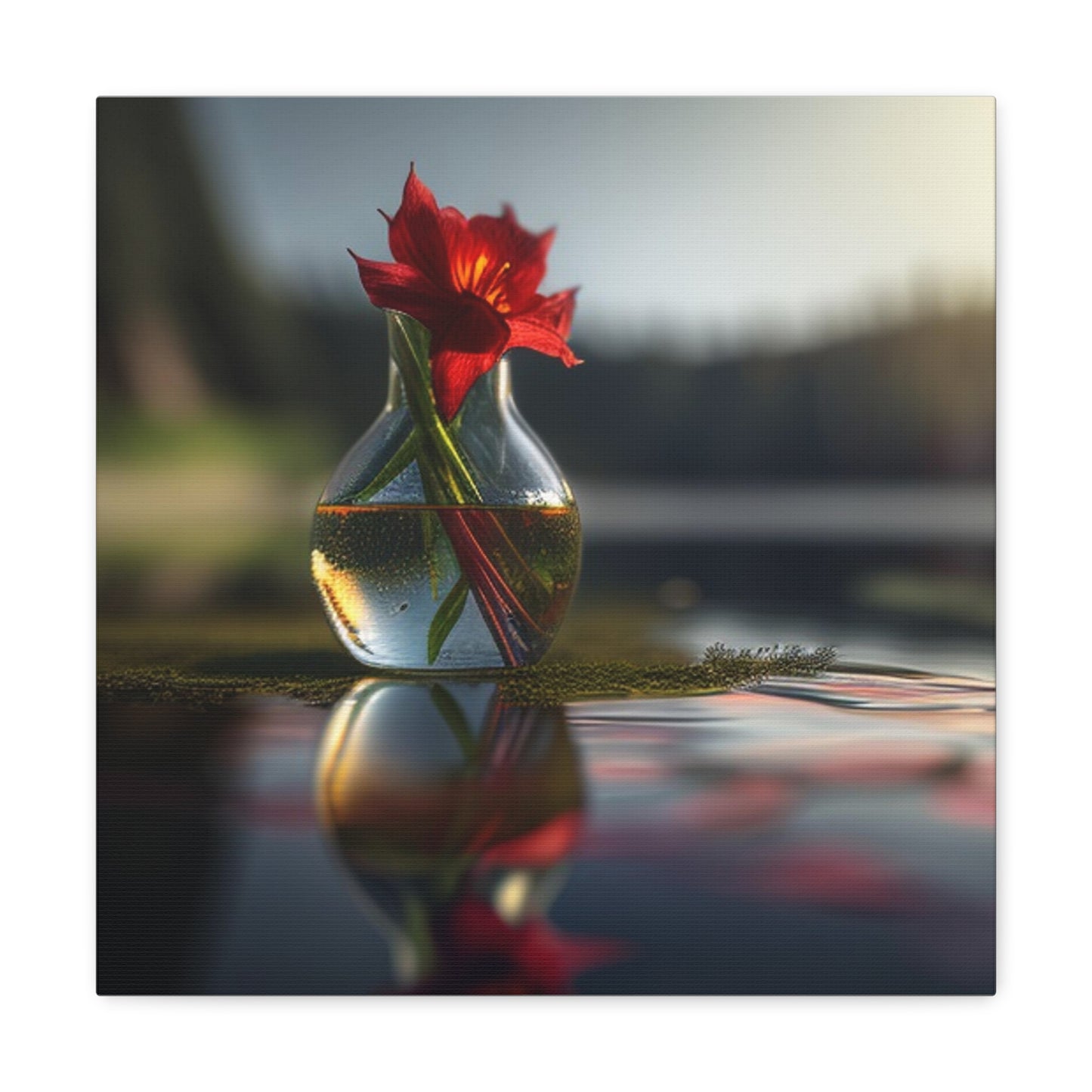 Canvas Gallery Wraps Red Lily in a Glass vase 3