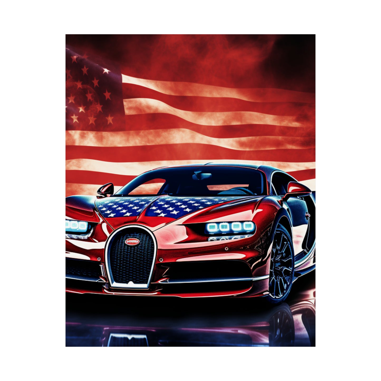 Premium Matte Vertical Posters Abstract American Flag Background Bugatti 3