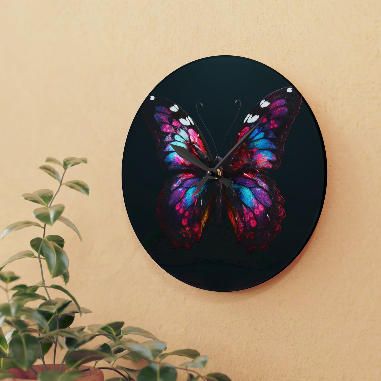 Acrylic Wall Clock Hyper Butterfly Real