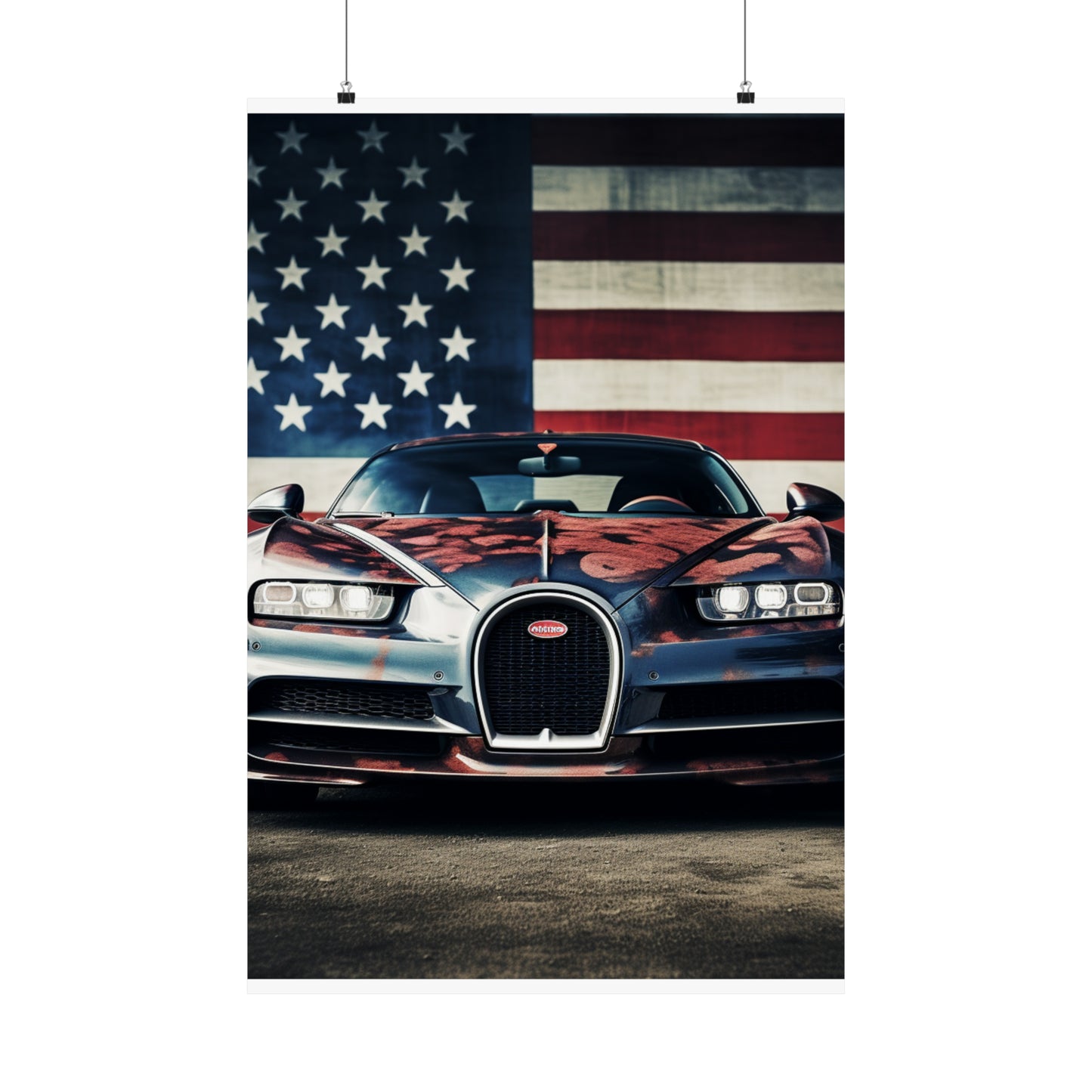 Premium Matte Vertical Posters Bugatti Flag 3